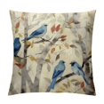 thumbnail image 1 of COMIO  Ink Painting Watercolor Throw Pillow Cover， Blue Grey Lovely Birds Tree Leaves Ink Painting Lumbar Cushion Cover for Bed Couch Sofa Living Room, 1 of 5