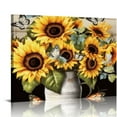 thumbnail image 1 of COMIO Inspirational Canvas Wall Art Flowers Wall Pictures Sunflower Cotton Artwork Bless The Food Before Us Signs Prints White Wooden Board for Kitchen Dinning Room Living Room Home Decor Framed, 1 of 4