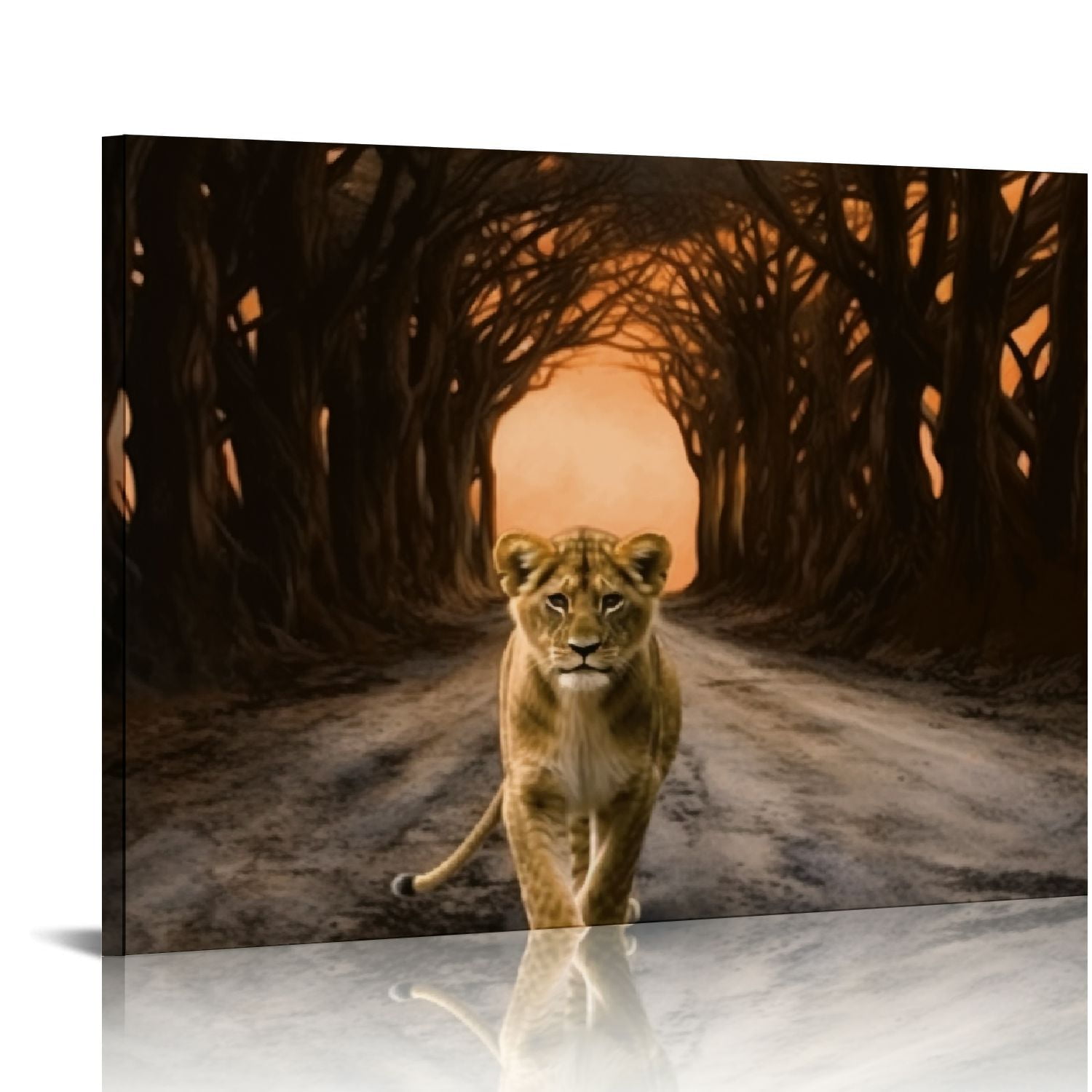 COMIO Inspirational Wall Art Framed Canvas MINDSET IS EVERYTHING (Lion) Motivational