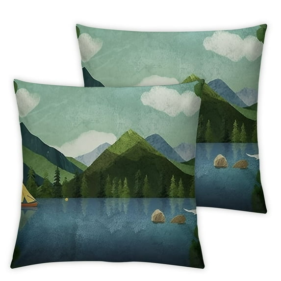 YANMS Square Cute Mountains 2-Piece Short Plush Pillowcase Set White