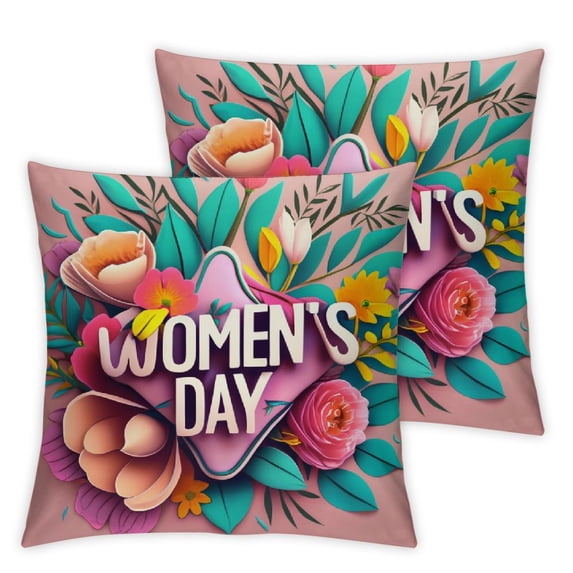 COMIO International Women's Day Throw Pillow Cases Cover Decorative Cushion Cover Pillowcases Decor for Sofa Couch 2pc