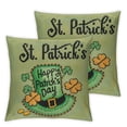thumbnail image 1 of COMIO Irish Blessing Happy St Patricks Day Shamrocks Clovers Lumbar Cream Burlap Throw Pillow Cover Cushion Case Sofa Decorative Oblong Long  (Happy st.Patricks Day) 2pc, 1 of 6
