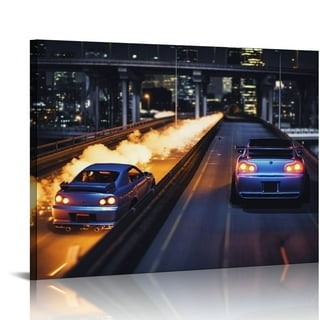 JDM Drift Car at Night' Poster, picture, metal print, paint by