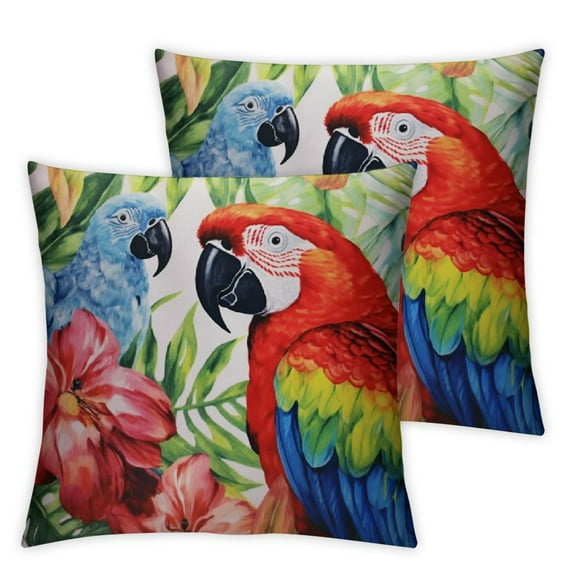 COMIO JES&MEDIS Home Decorative Square Throw Pillowcase Cute Birds Parrot Cartoon Patten Cushion Pillows Cover,2pc