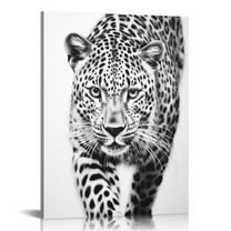 COMIO  Jaguar Leopard Canvas Wall Art Prints Black And White Animal Pictures Wall Art Decor Bathroom Bedroom Office Framed Artwork