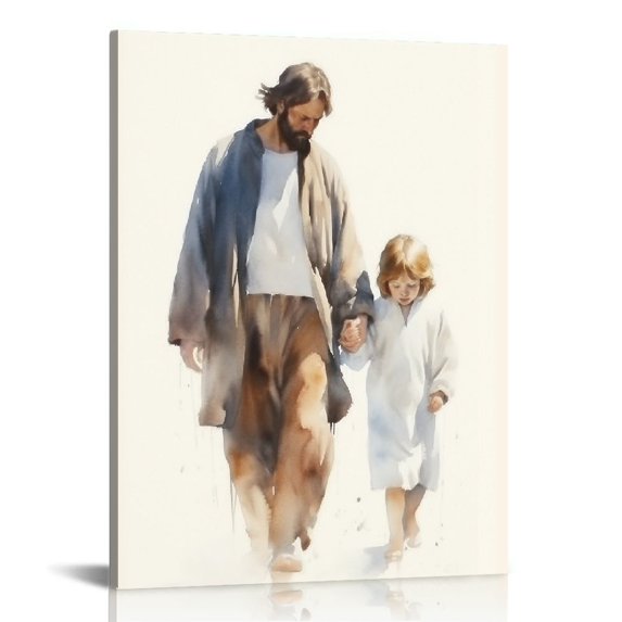 COMIO Jesus Canvas Wall Art Abstract Jesus Wall Art Minimalist Jesus Watercolor Jesus Wall Art Christ Jesus And Little Boy Art Jesus Canvas Christ Painting Jesus Christ God Pictures Decor