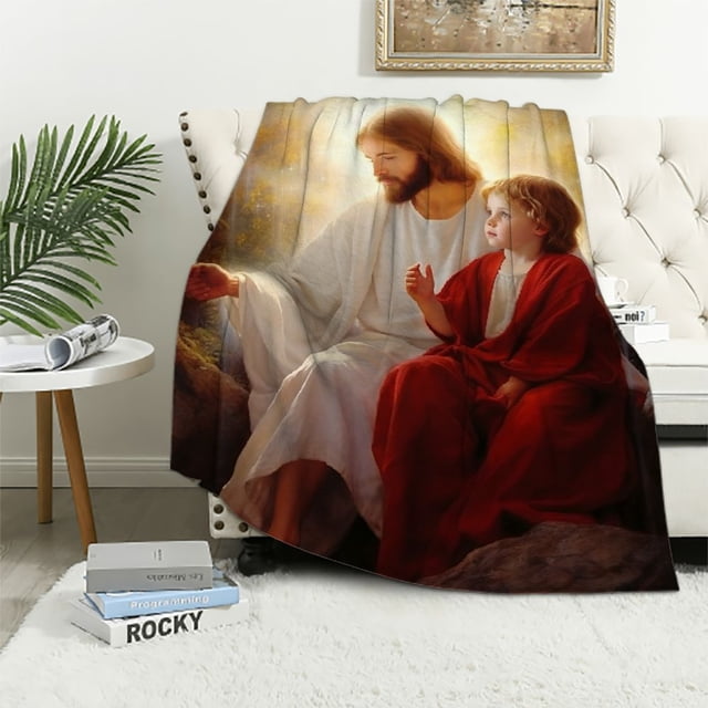 Décor&More Jesus Christ Religious 50 X 70 Oversized Super Soft Microplush Throw Blanket