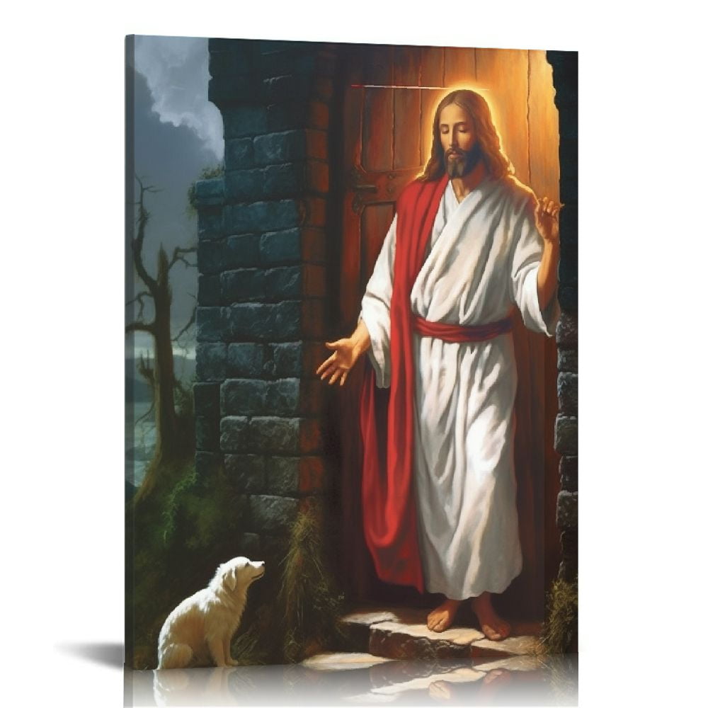 COMIO Jesus Christ Knocking at The Door Canvas Wall Art Print Poster ...