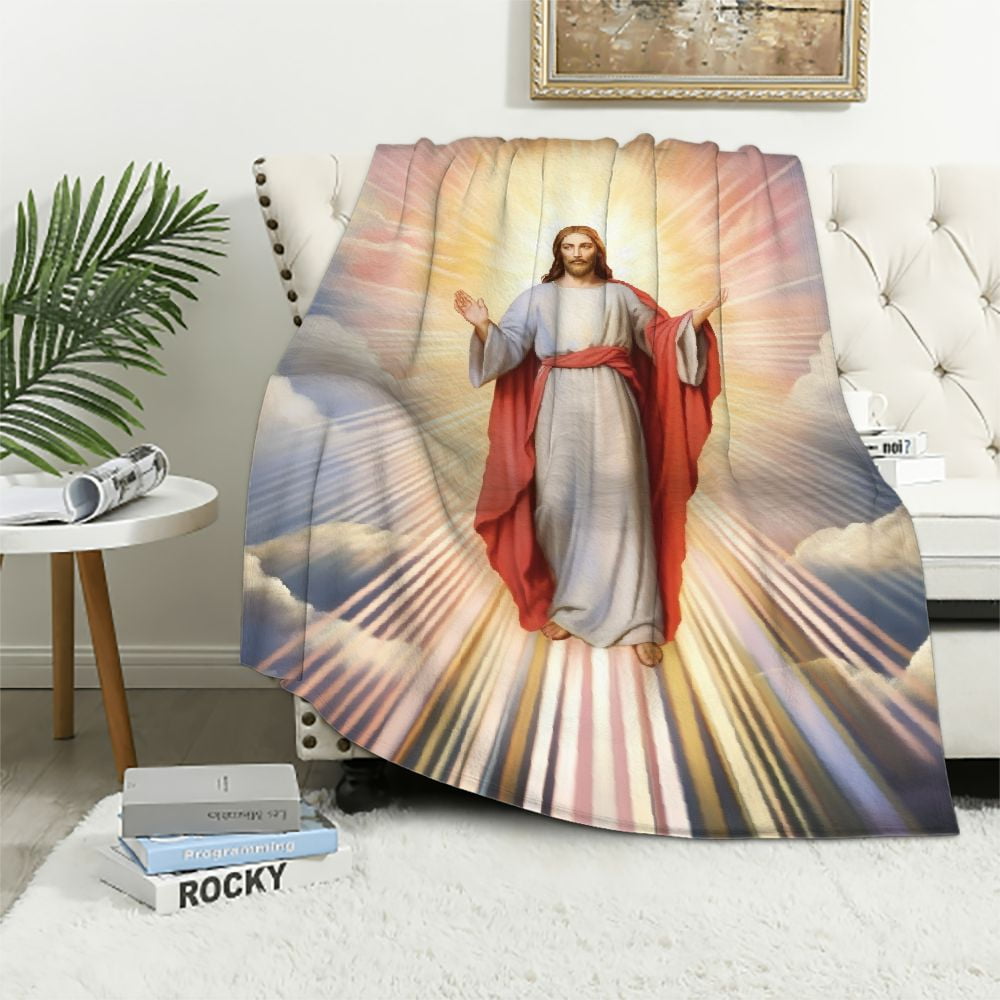 COMIO Jesus Christ Loves You Soft Blanket All Season Fuzzy Throw Warm ...