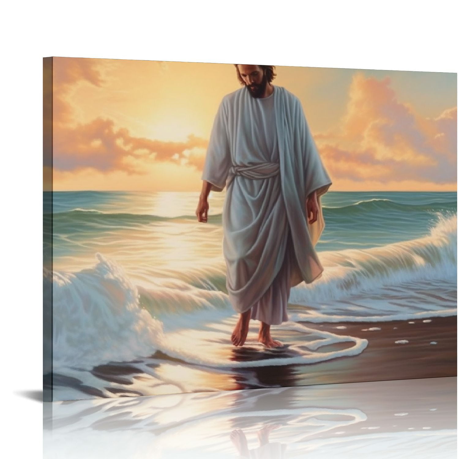 COMIO Jesus Pictures for Wall Canvas Wall Art God Walking on Water