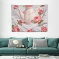 thumbnail image 1 of COMIO JretailAx Floral Pattern Tapestry Pink Flower Wall Tapestry Romantic Rose Square Tapestry Vintage Afternoon Tea Party Tea Pot Living Room Tapestry 40x30 Inch, 1 of 7