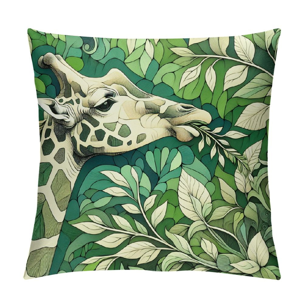 COMIO Jungle Animals Throw Pillow Covers Lion Giraffe Sloth Toucan