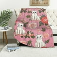 thumbnail image 1 of COMIO  Kawaii Cat Blanket | Sakura Cherry Blossoms Cute Anime Animal Repeating Pattern Throw Blanket | Pink White Pastel Japanese Soft Machine Washable Cover for Living Room Decor, 1 of 6