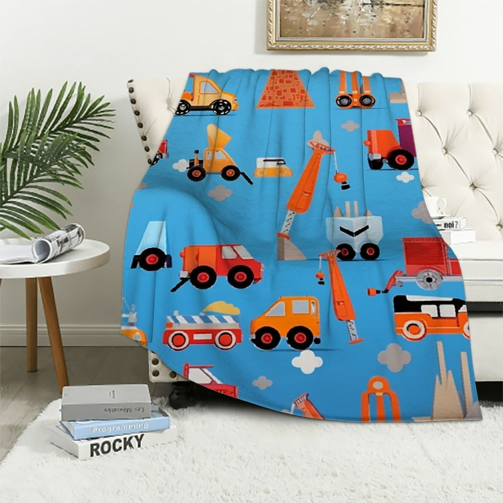 COMIO Kids Throw Blanket Construction Blanket for Boys Toddler Blanket for Boys Girls Aircrafts Trucks Cars Printed Quilt Blanket Comfy Warm Blanket for Kids Birthday Gifts Walmart