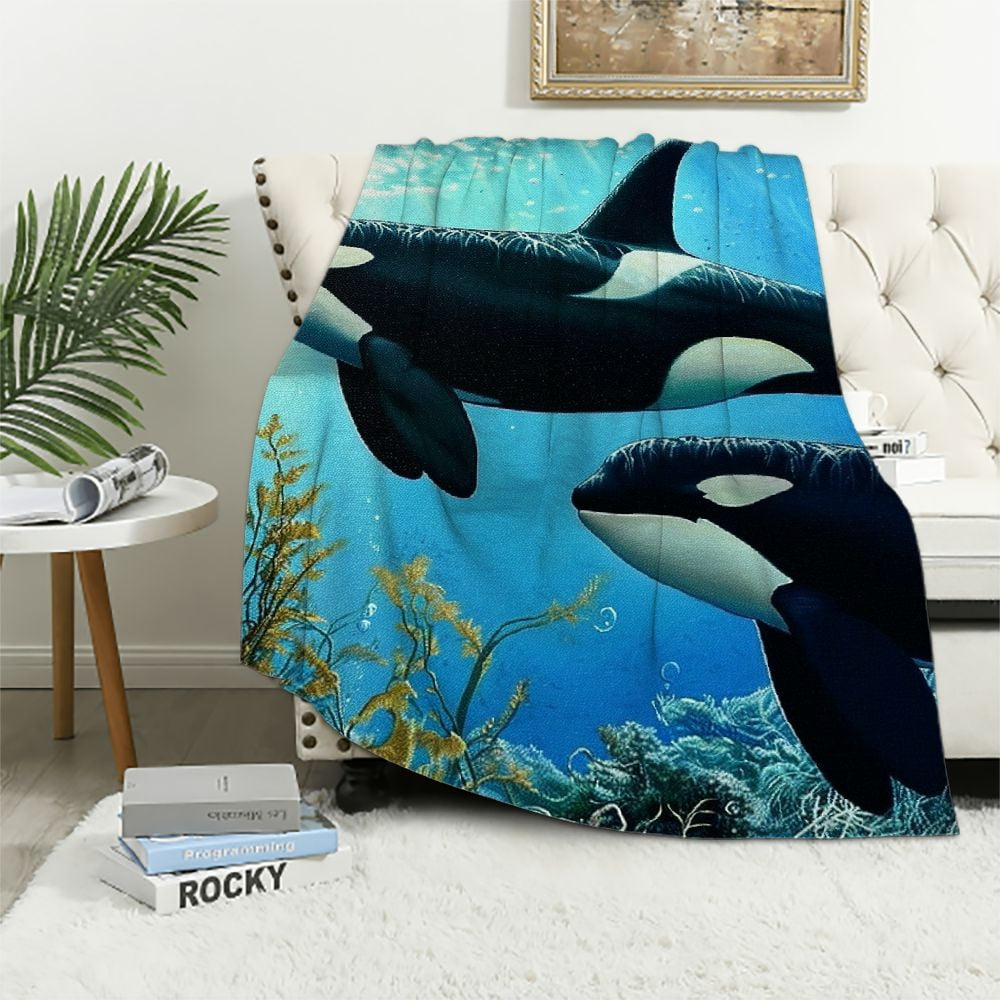 BIGGER BLANKET Ctom Orcas Throw Blankets Add Your - View #7