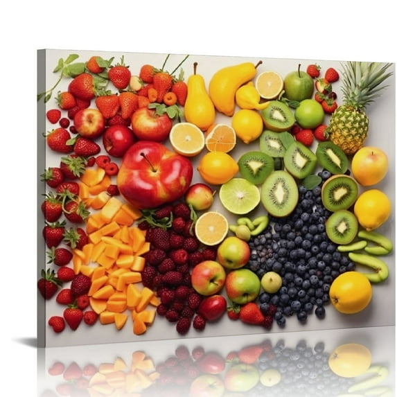 COMIO Kitchen Canvas Wall Art Fruit Picture Dining Room Canvas Painting for Home Wall Decor, Healthy Fruit Food Framed Artwork for Kitchen Restaurant Decoration Ready to Hang (20 x 16in)