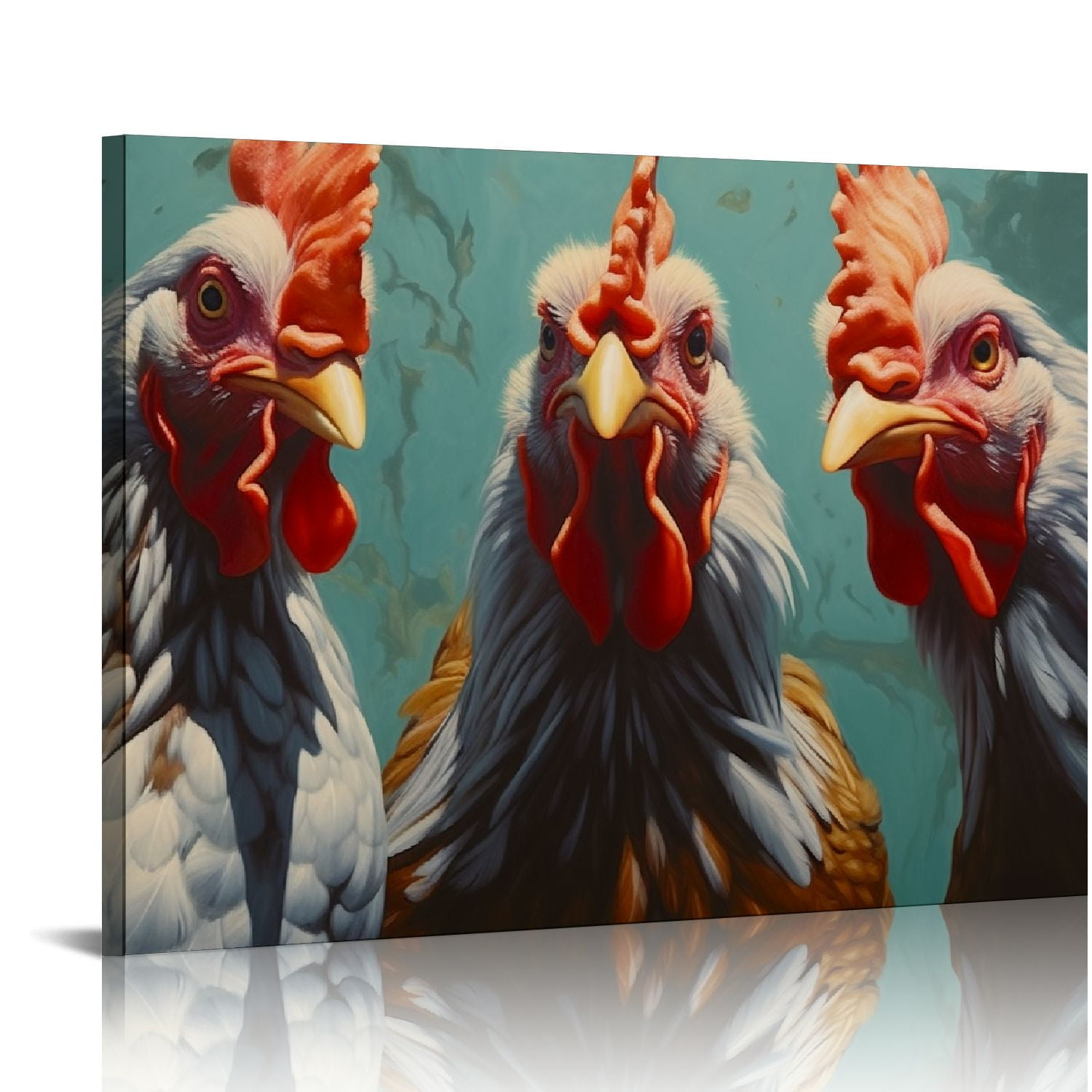 COMIO Kitchen Rooster Canvas Wall Art Farm Chicken Pictures Prints Country Vintage Animal
