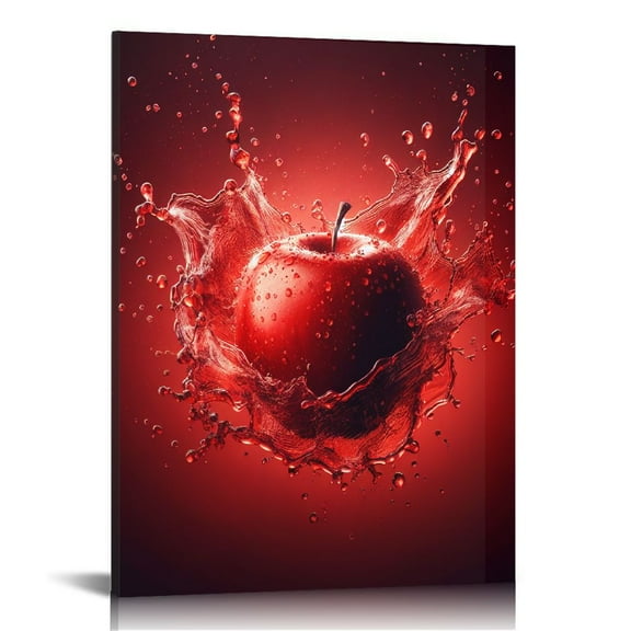 COMIO Kitchen Wall Decor Canvas Art, Red Apple Fruit Canvas Print for Dining Room Decor, Contemporary Fruit Picture Kitchen Painting for Restaurant Decor