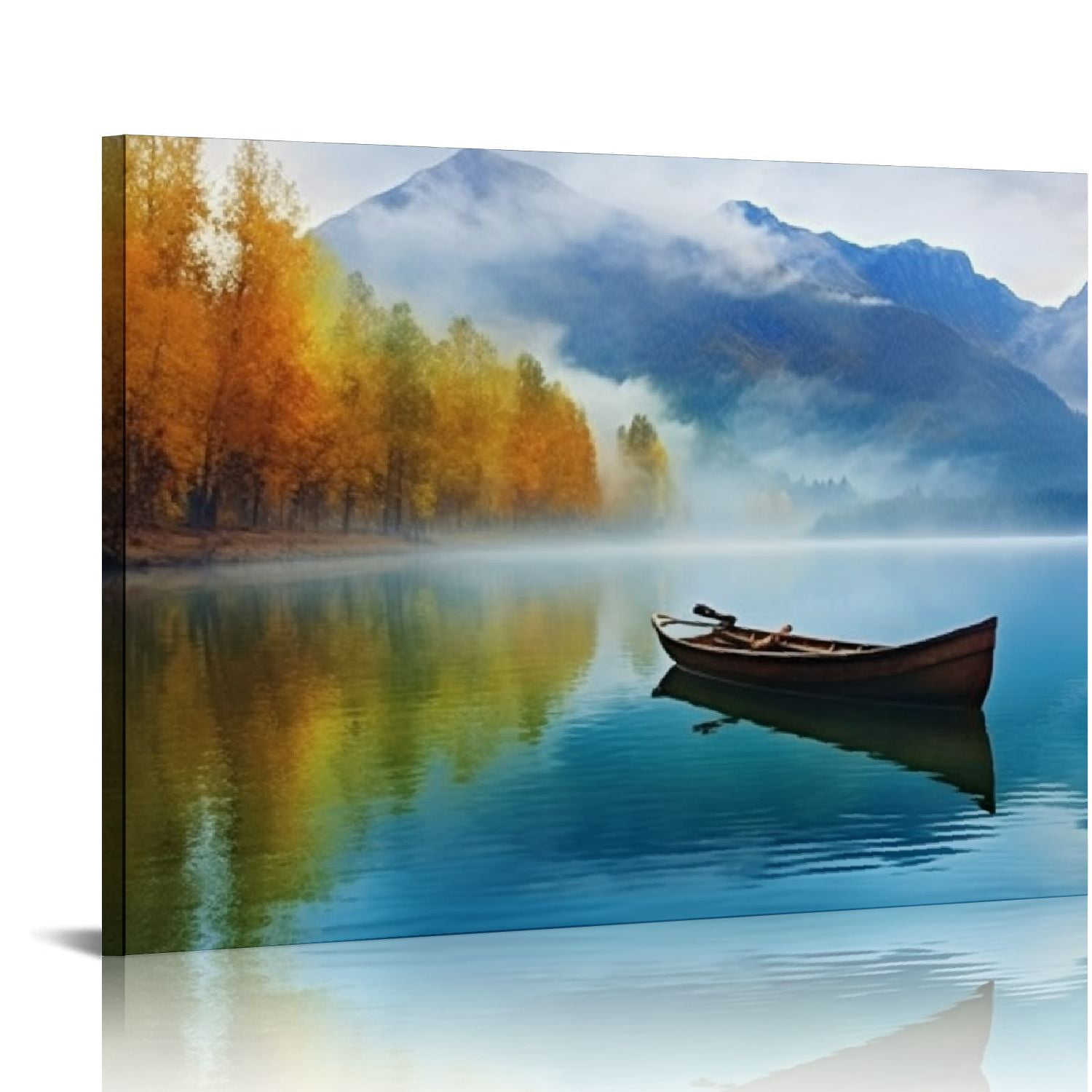 COMIO Lake Canvas Wall Art Blue Mountain Sky Nature Landscape Boat ...