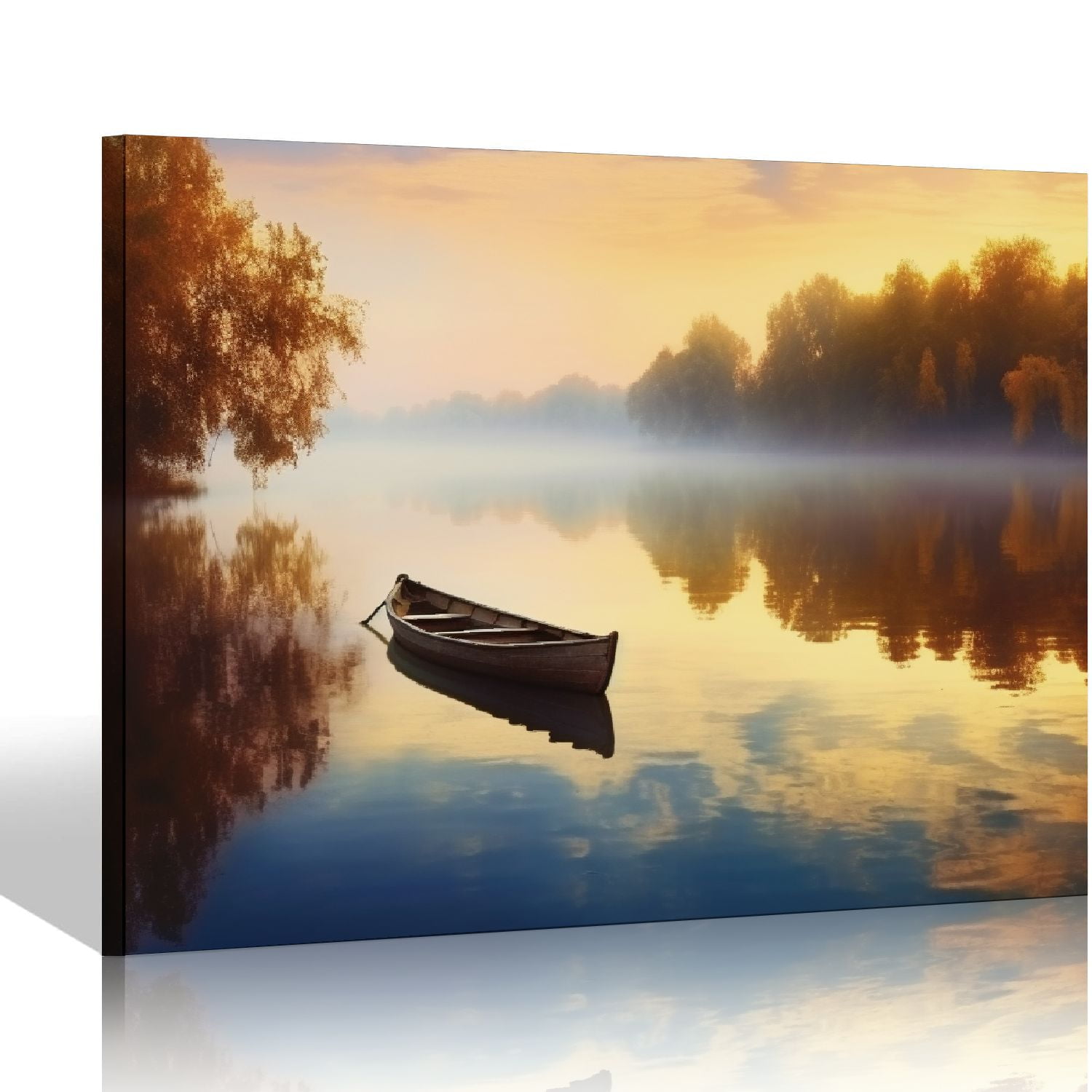 COMIO Lake Canvas Wall Art Decor: Nature Landscape Picture Boat Scenery ...