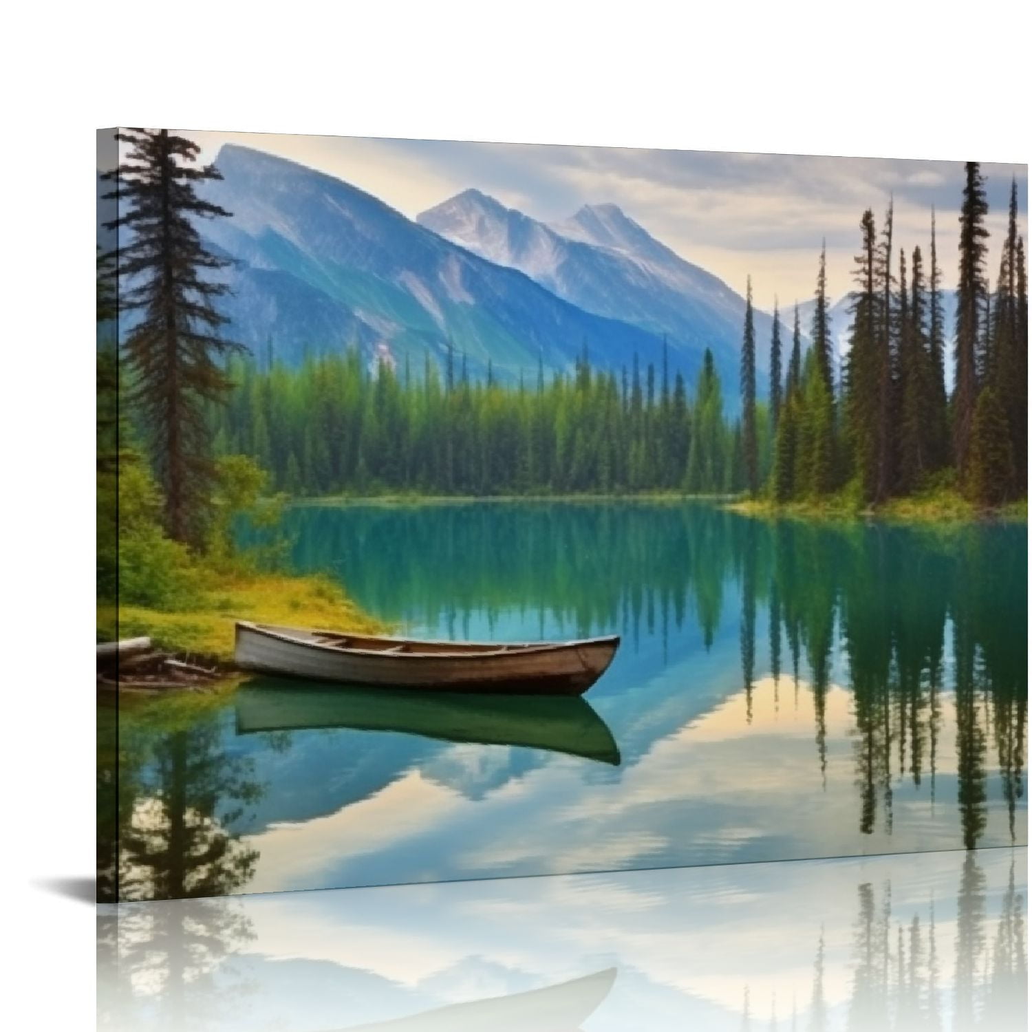 COMIO Lake Nature Wall Art Canvas: Forest Scenic Mountain Scene Artwork ...