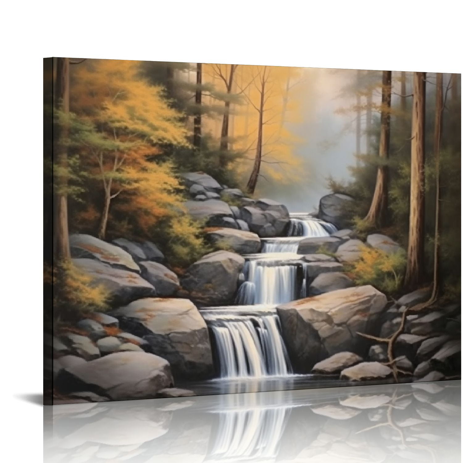 COMIO Landscape Forest Wall Art Canvas-Nature Scenery Picture Forest Stream-National Park Print ...