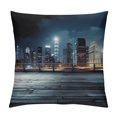 thumbnail image 1 of COMIO  Landscape Throw Pillow Cushion Cover, Asia China Hong Kong City Skyline View at Blue Night Towers and Skyscapers Photo, Decorative Square Accent Pillow Case, 1 of 5