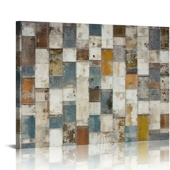 COMIO Large Abstract Canvas Wall Art for Living Room Wall Decor Geometric Patterns Canvas Prints Artwork Brown Grey Indigo Rectangle Canvas Pictures Home Office Wall Decorations Ready to Hang