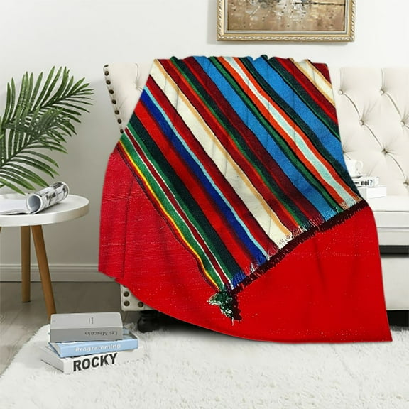 COMIO Large Authentic Mexican Blanket Colorful Serape Blanket
