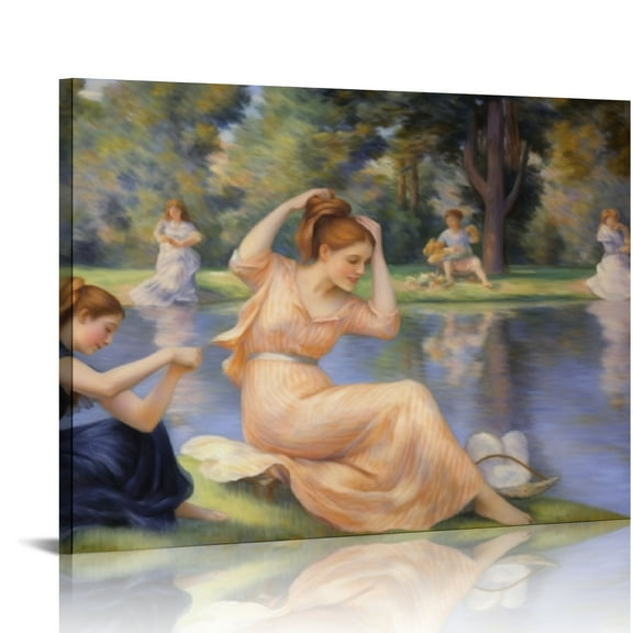 COMIO The Large Bathers, Pierre-Auguste Renoir Classic Art Canvas Print Famous Fine Art Oil Painting Reproduction Canvas Wall Art Home Decor Ready to Hang 20x16 inch