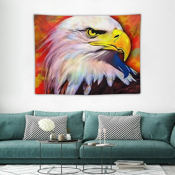 COMIO Large Eagle Bird Print 3D Tapestry Home Decor Colors Dying Haliaeetus Leucocephalus Pattern Party Room Background Wall Hanging Cloth Strong Bird Tapestries S 40x30 Inch