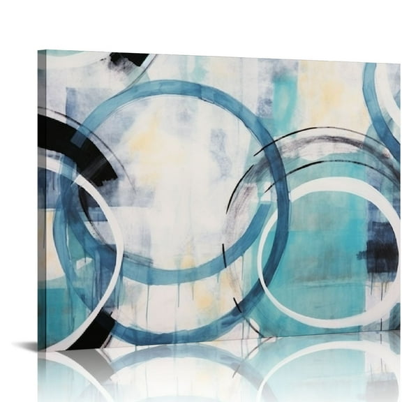 COMIO  Large Teal Abstract Wall Art - Canvas Wall Decor Ready to Hang - Wall Art for Living Room Bedroom Office