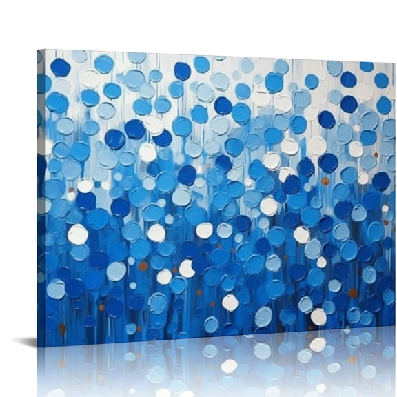 COMIO Large Textured Blue Flowers Canvas Wall Art Hand Painted Modern Decoration Oil Painting Picture