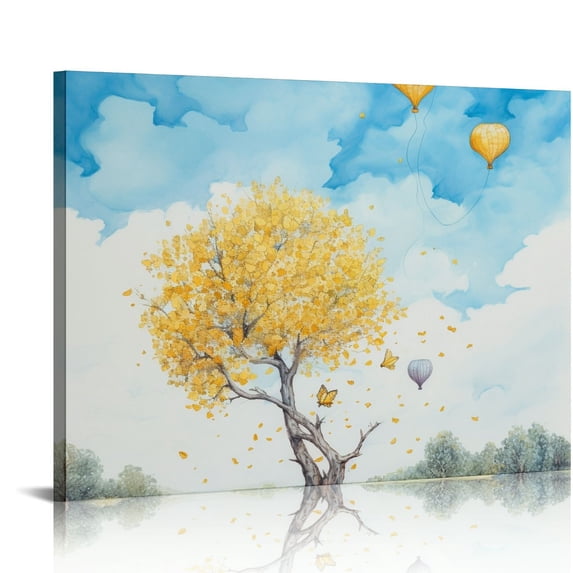 COMIO Large Wall Art Paintings for Bedroom Tree Wall Decor Gold Flower Wall Painting Textured Canvas Picture Modern Abstract Home Decorations for Living Room Kitchen Office Wall Decorations