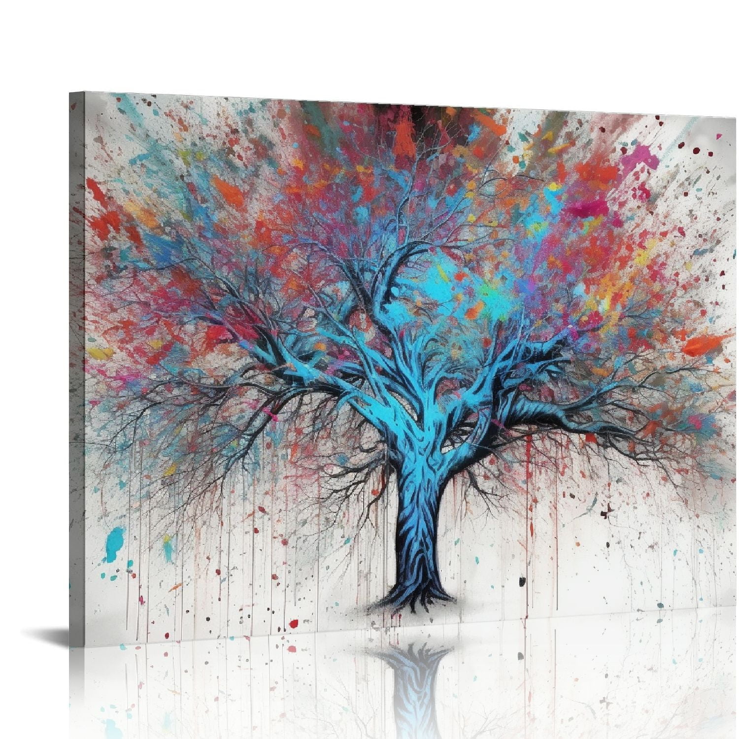 COMIO Large Wall Art for Living Room, Blue Tree Canvas Wall Decor for