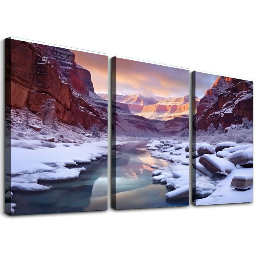 COMIO Large wall art for Bedroom, Bright White Snowy Mountains Canvas