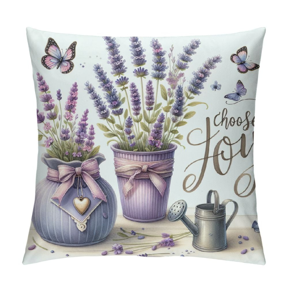 COMIO Lavender Throw Pillow Covers Purple Flower Throw Pillow Case
