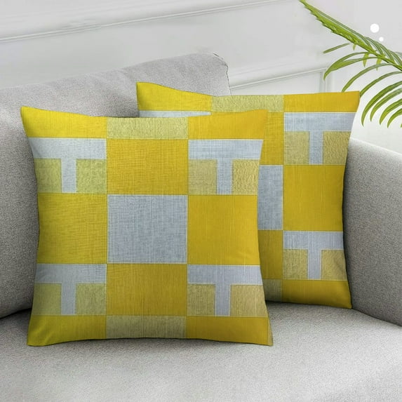QZHH Lemon Yellow and White Buffalo Check Plaid Throw Pillow Covers Farmhouse Decorative Throw Pillow Case Indoor Outdoor Cushion Cover Pillowcase for Sofa Set of 2 White