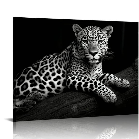 COMIO  Leopard Wall Art for Bedroom Living Room Black and White Leopard Canvas Wall Art for Home Office.