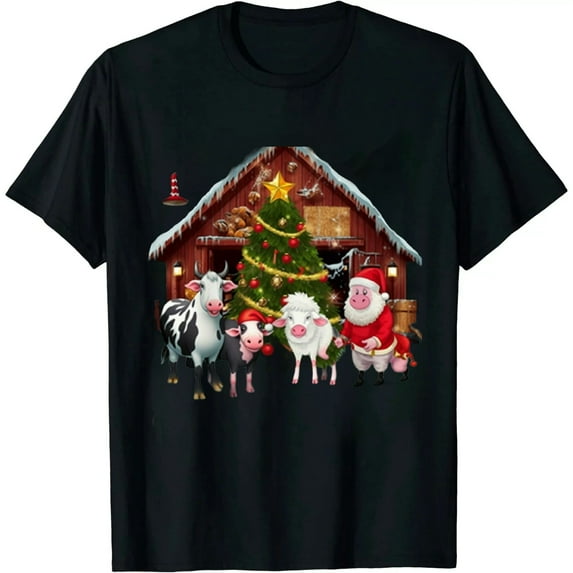 COMIO Let It Snow Xmas Gift Tshirt Farm Animals Tractor T-Shirt