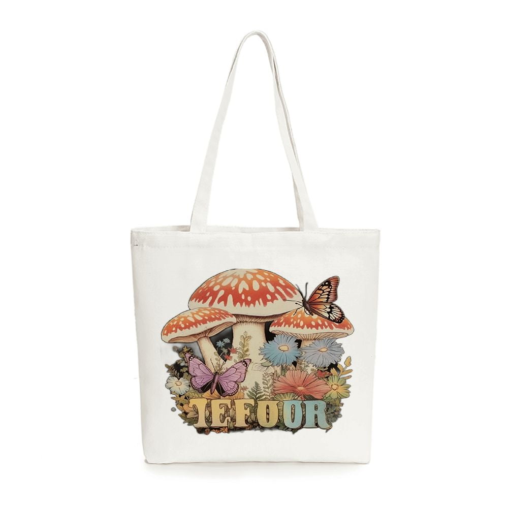 GXVUIS Cactus Flower Canvas Tote Bag For Women - Large Reusable Grocery Shoulder Bag, Aesthetic Succulent Gift - View #9