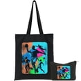 thumbnail image 1 of COMIO Lightweight Canvas Storage Bag Tennis Player Youth Women 2 Pcs Canvas Tote Bags Cute Aesthetic Tote Bags with Zipper Black, 1 of 8