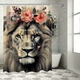 thumbnail image 1 of COMIO Lion Adorable Animal with Beautiful Flower Wreath Shower Curtain Multiple Sizes White, 1 of 6