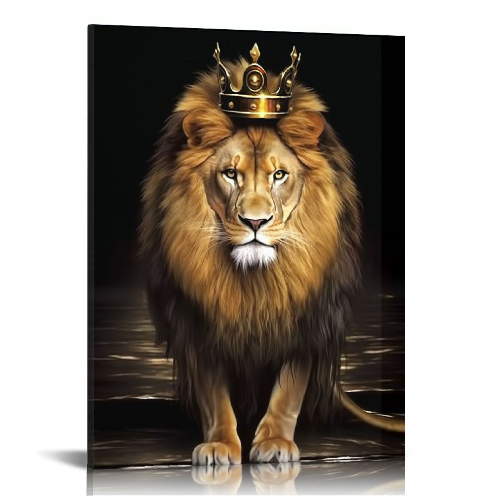 COMIO Lion Animal Canvas Print Wall Art Honorable and confident With ...