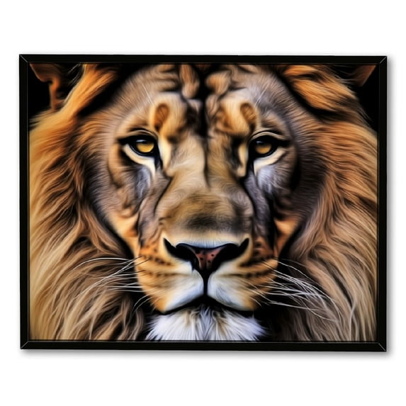 COMIO Lion Animal Pattern Black Frame Decorative Painting 16x12in / 20x16in Ready to Hang 20x16in