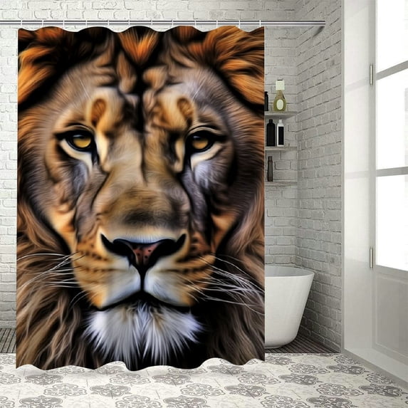 COMIO Lion Animal Pattern Shower Curtain for Bathroom, Multiple Sizes White