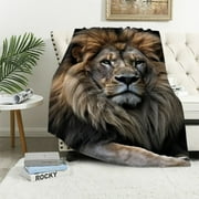 COMIO Lion Blankets for Adults Animal Throw Blanket for Face Black Home Decorative Living Room Sofa Hug Nap Travel Car Soft Warm Cozy 3D Printed Design Gifts