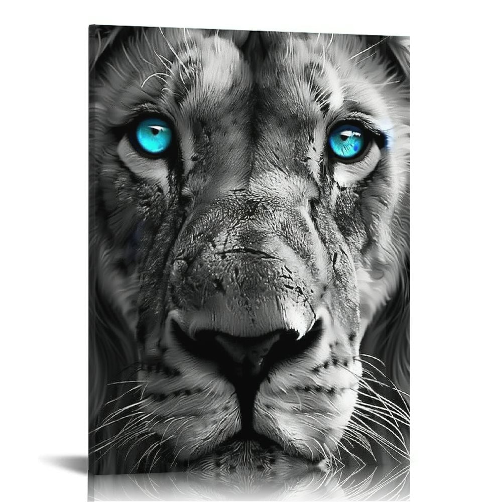 COMIO Lion Canvas Wall Art Black and White Wild Animal Pictures Print