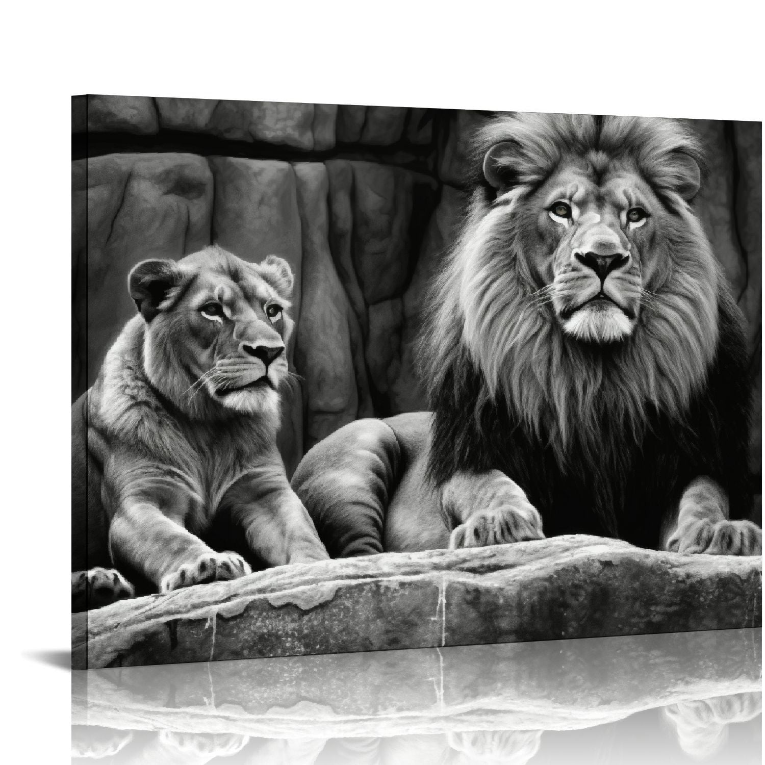 COMIO Lion and Lioness Canvas Wall Art Black and White Lion Poster Wild