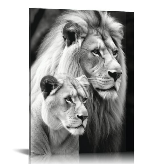 COMIO  Lion and Lioness Hug Poster Black and White Animal Lion Wall Art Picture Print Canvas Painting Modern Home Living Room Decor Poster